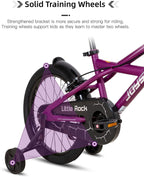 JOYSTAR Little Rock Kids Bike for 2-9 Years Boys &amp; Girls with Training Wheels &amp; Dual Handbrakes Easy Assembly 14 16 18 Inch Wheels Kids Bicycle in Black Blue Purple