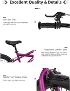 JOYSTAR Little Rock Kids Bike for 2-9 Years Boys &amp; Girls with Training Wheels &amp; Dual Handbrakes Easy Assembly 14 16 18 Inch Wheels Kids Bicycle in Black Blue Purple