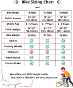 JOYSTAR Little Rock Kids Bike for 2-9 Years Boys &amp; Girls with Training Wheels &amp; Dual Handbrakes Easy Assembly 14 16 18 Inch Wheels Kids Bicycle in Black Blue Purple
