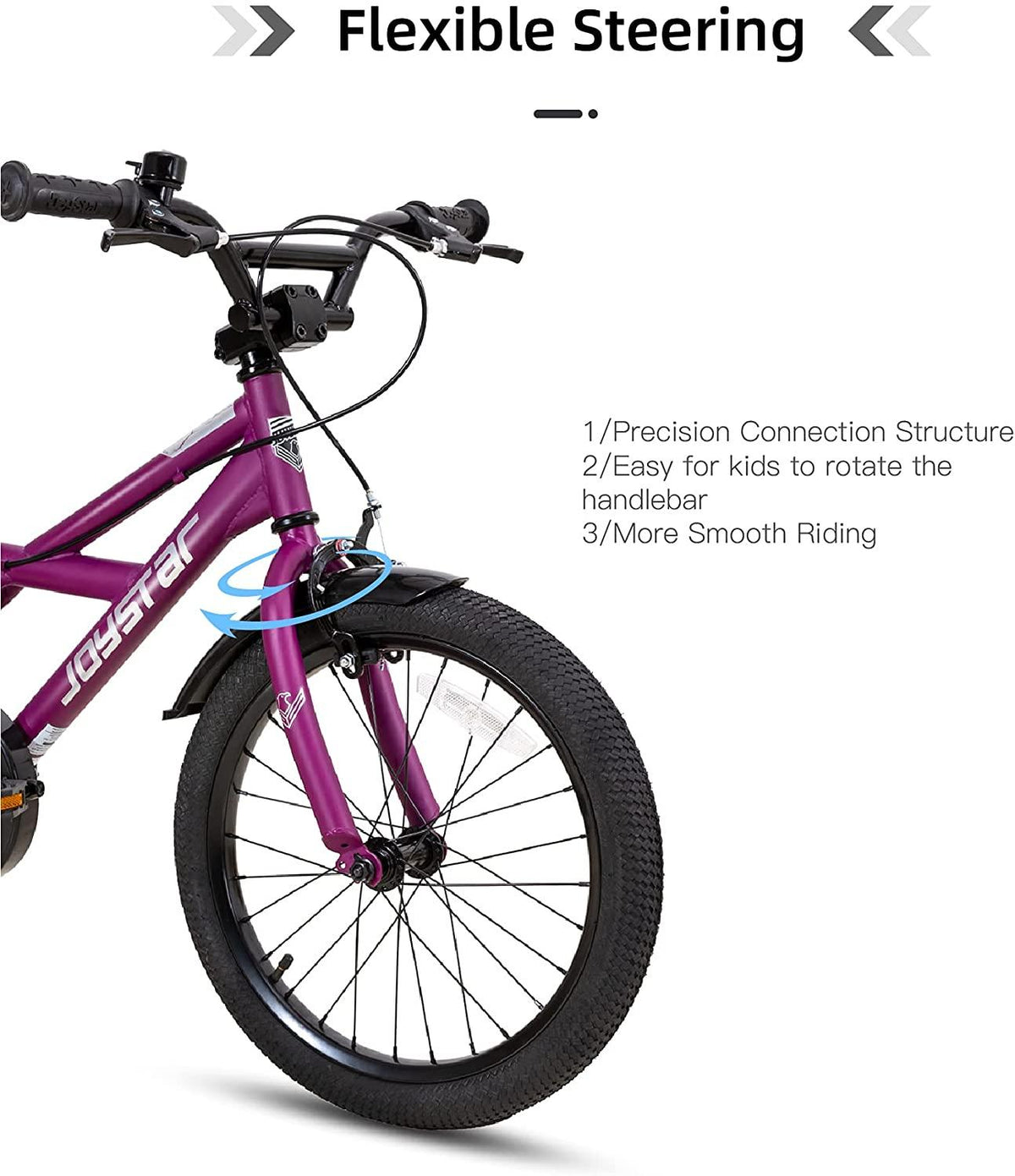 JOYSTAR Little Rock Kids Bike for 2-9 Years Boys &amp; Girls with Training Wheels &amp; Dual Handbrakes Easy Assembly 14 16 18 Inch Wheels Kids Bicycle in Black Blue Purple