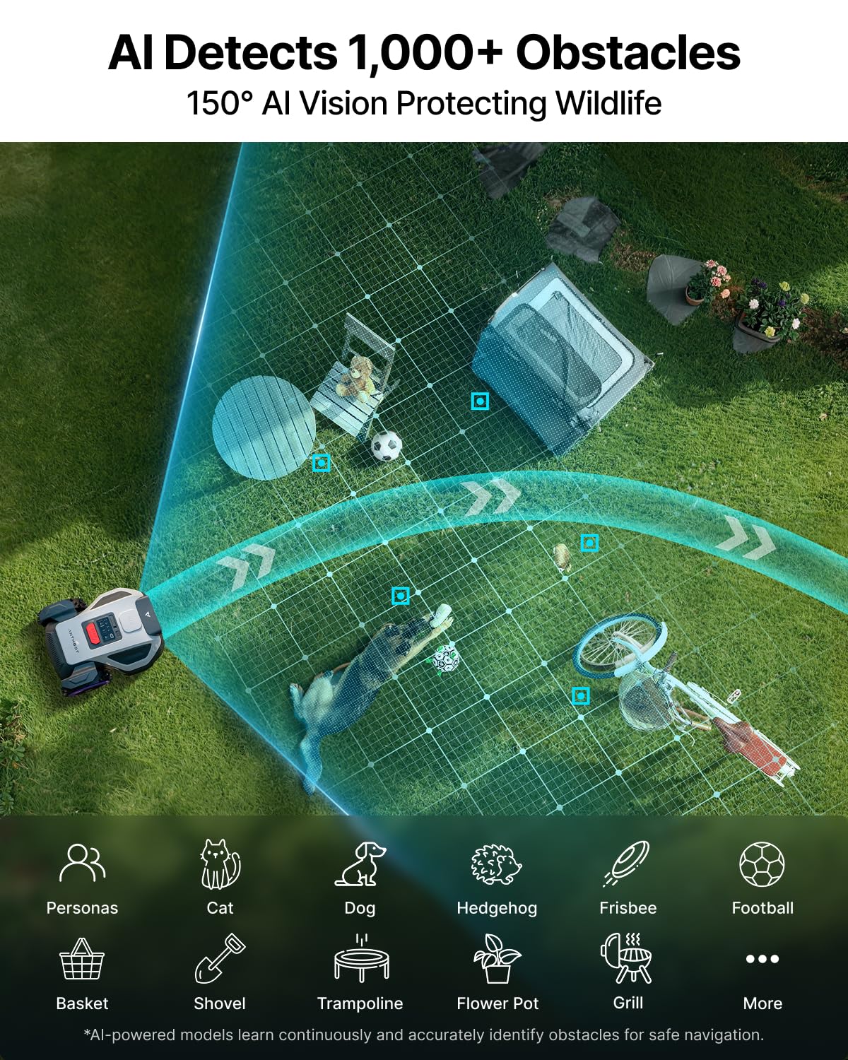 M9 Robot Lawn Mower 1/4 Acre, Dual Vision+Full-Band RTK Robotic Lawnmower, No Perimeter Wire, App Control Obstacle Avoidance, 45% Slope, Cutting Height, Multi-Zone Mapping