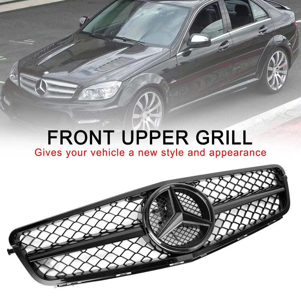 Benz C-Class W204 C300 C350 2008-2014 AMG Front Bumper Grille Grill w/LED Generic