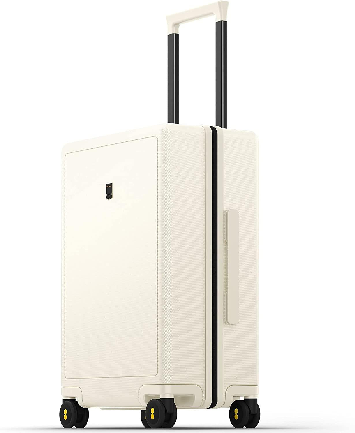 Carry on Luggage Airline Approved, Womens Suitcase, White Carry on Suitcase, 20 inch White Luggage with Spinner Wheels, Lightweight PC Luminous Textured Hardside Luggage, TSA Lock- Cream White