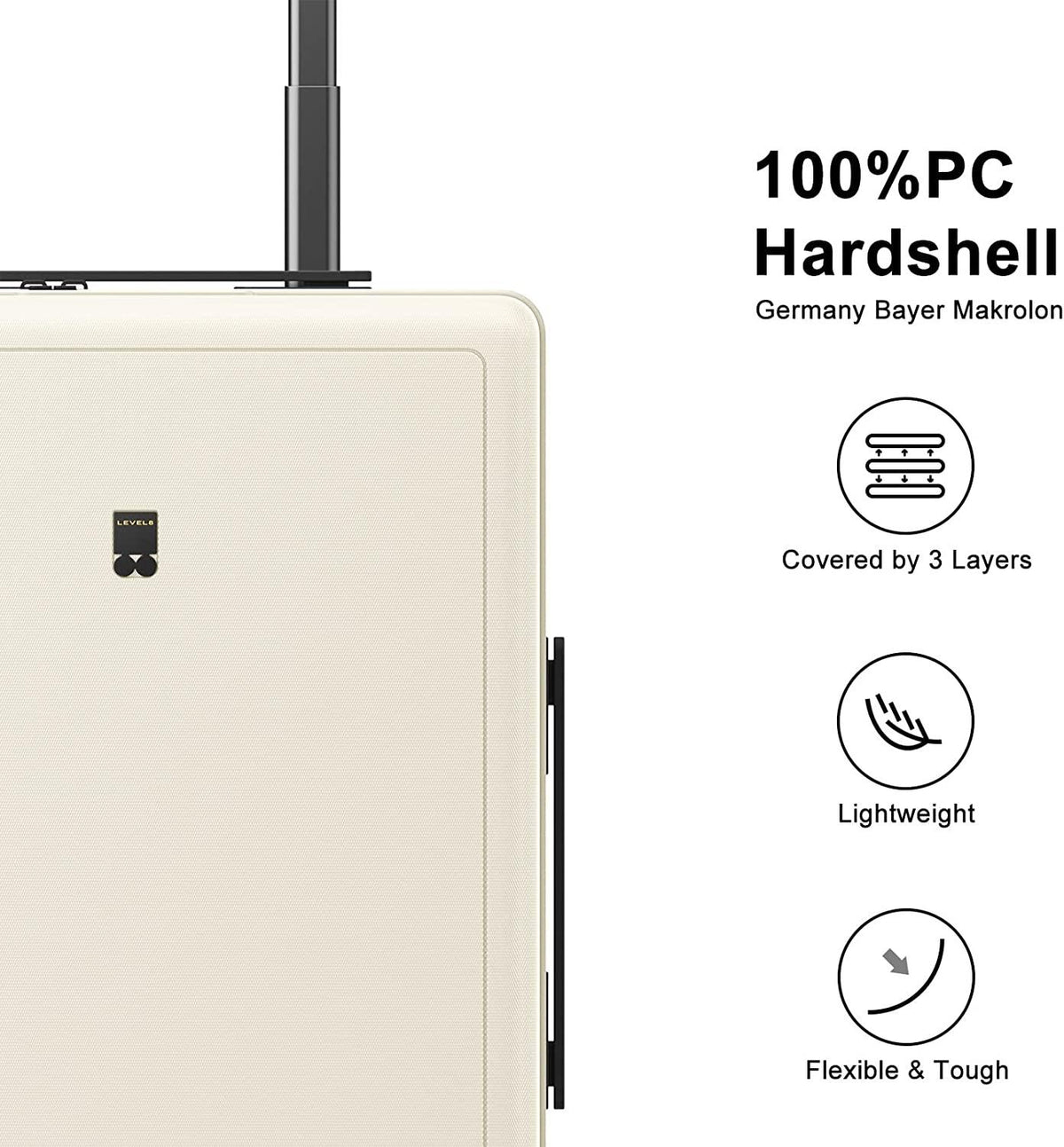 Carry on Luggage Airline Approved, Womens Suitcase, White Carry on Suitcase, 20 inch White Luggage with Spinner Wheels, Lightweight PC Luminous Textured Hardside Luggage, TSA Lock- Cream White