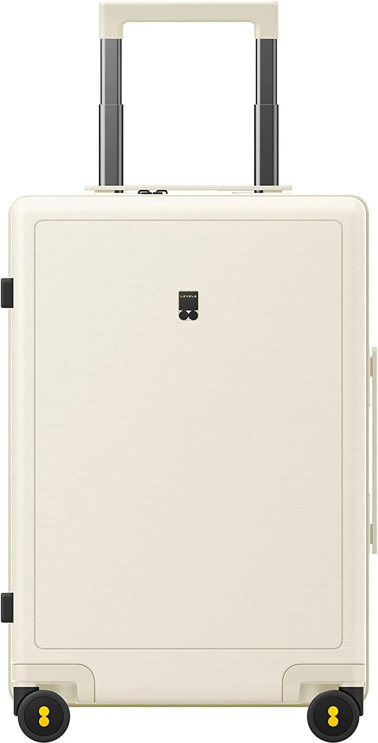 Carry on Luggage Airline Approved, Womens Suitcase, White Carry on Suitcase, 20 inch White Luggage with Spinner Wheels, Lightweight PC Luminous Textured Hardside Luggage, TSA Lock- Cream White