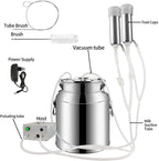 qlwy-mq 5l electric goat milking machine cattle pulsating milking machine stainless steel milker bucket vacuum pump, stainless steel milker bucket farm livestock tool (color : cattle, size : 7l)