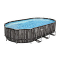 Power Steel 20 x 12 x 4 Foot Above Ground Oval Swimming Pool Set with Ladder, Pump, Replacement Cartridge, &amp; Accessory