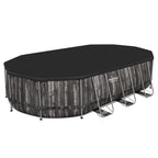 Power Steel 20 x 12 x 4 Foot Above Ground Oval Swimming Pool Set with Ladder, Pump, Replacement Cartridge, &amp; Accessory