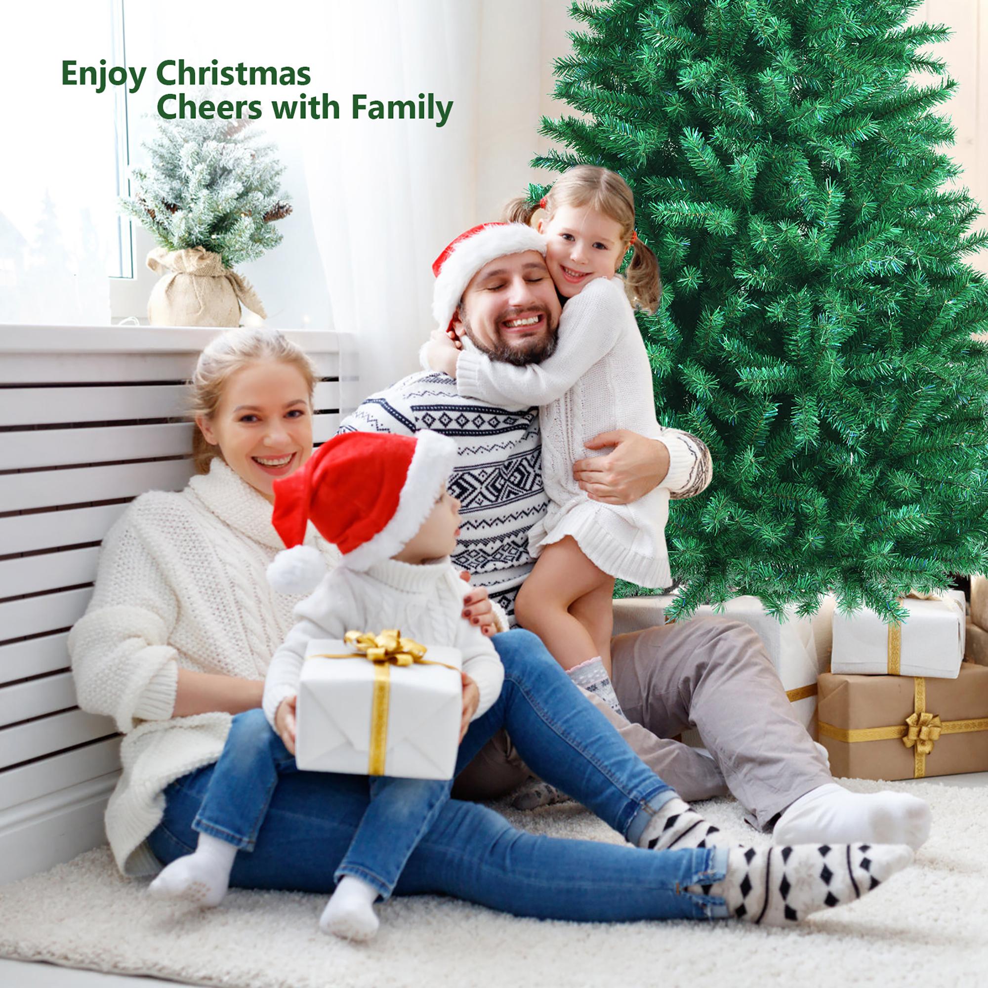 Costway 8ft Iridescent Tinsel Artificial Christmas Tree Green w/1704 Branch Tips