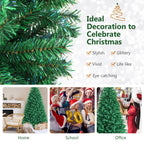 Costway 8ft Iridescent Tinsel Artificial Christmas Tree Green w/1704 Branch Tips