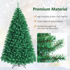 Costway 8ft Iridescent Tinsel Artificial Christmas Tree Green w/1704 Branch Tips