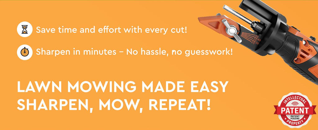 Cordless Lawn Mower Blade Sharpener – Adjustable 20°- 40° Angle Guide-Rotary Tool with Replaceable Sharpening Wheel Bits &amp; Fast Rechargeable Battery – Effortless Precision for Lawn Care