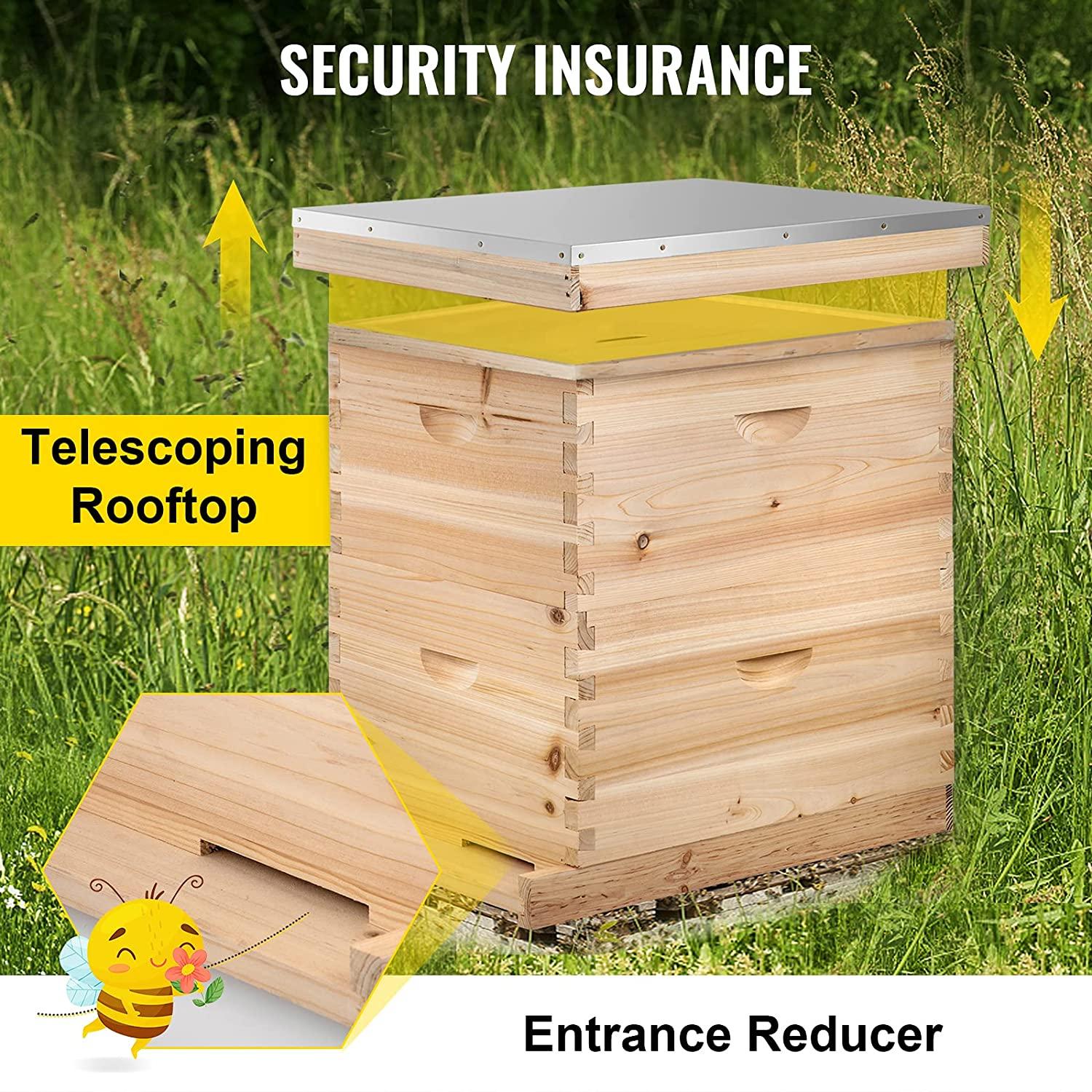 happybuy bee hive 20 frame beehive box 10 deep and 10 medium frames langstroth wooden beehive kit for beginners and pro beekeepers