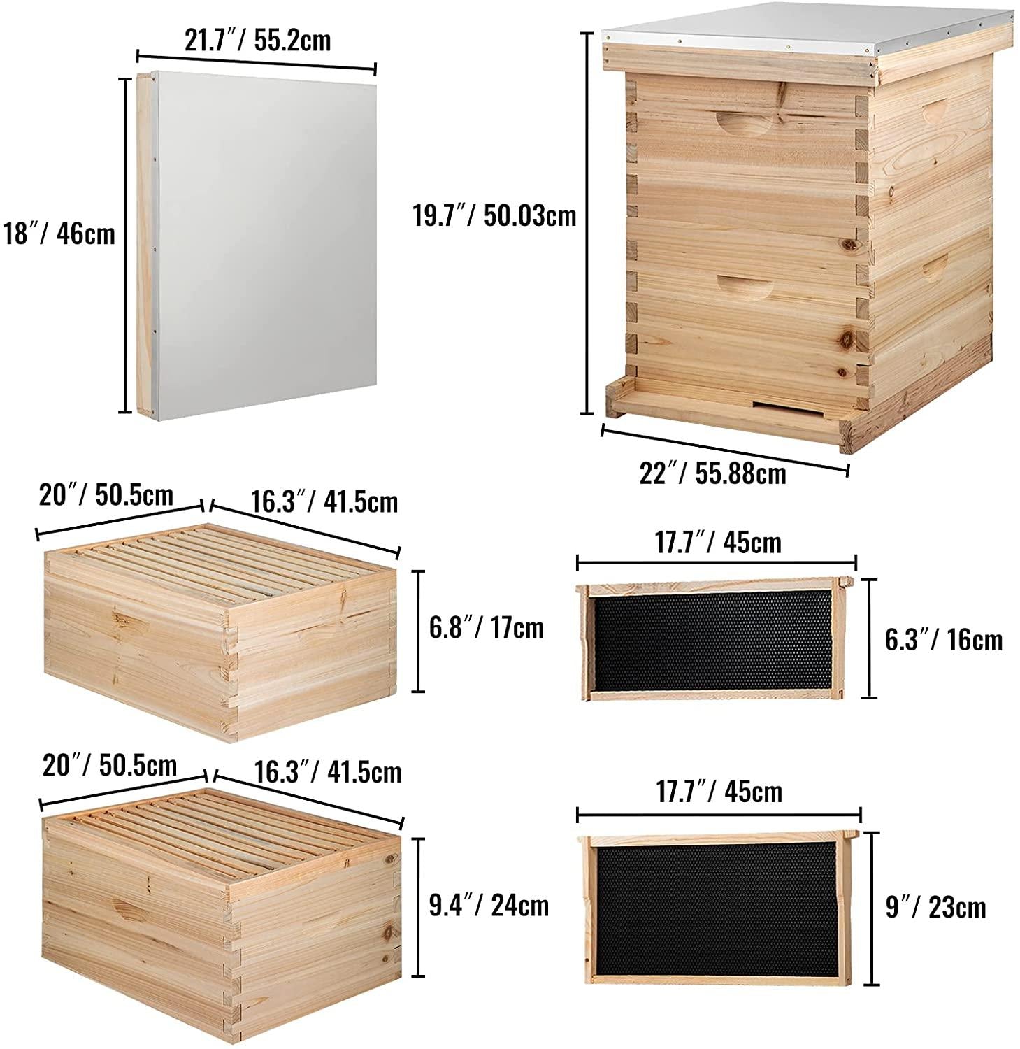 happybuy bee hive 20 frame beehive box 10 deep and 10 medium frames langstroth wooden beehive kit for beginners and pro beekeepers