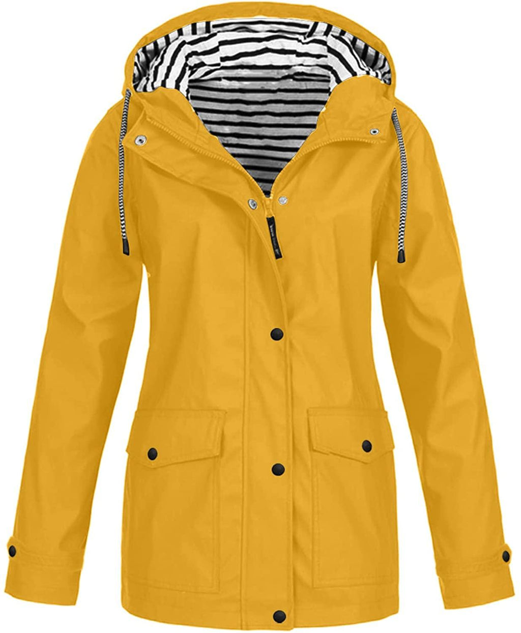 Rain Jacket Women Windbreaker Striped Climbing Raincoats Waterproof Lightweight Outdoor Hooded Trench Coats