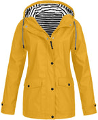 Rain Jacket Women Windbreaker Striped Climbing Raincoats Waterproof Lightweight Outdoor Hooded Trench Coats