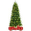 Costway 8FT Pre-Lit Hinged Christmas Tree 3402 PE &amp; PVC Tips w/ 620 Lights &amp; Foot Switch