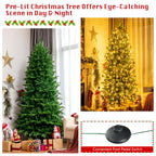 Costway 8FT Pre-Lit Hinged Christmas Tree 3402 PE &amp; PVC Tips w/ 620 Lights &amp; Foot Switch