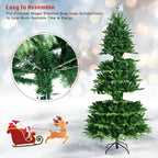 Costway 8FT Pre-Lit Hinged Christmas Tree 3402 PE &amp; PVC Tips w/ 620 Lights &amp; Foot Switch