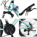 Barbella Mountain Bike Mountain Road Bicycles, 20/24/26/27.5 inch Wheels 7-21 Speed Bike, Aluminum/Steel Frame MTB Bike Double Disc Brake Suspension Fork Bicycle for Mens Womens Adults