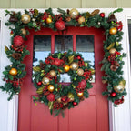 9 ft. Pre-Lit LED Scarlet Hydrangea Garland