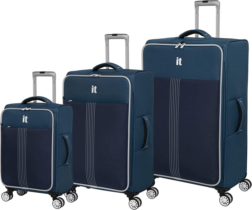 Filament 3 Piece Softside 8 Wheel Expandable Spinner Set, Moroccan Blue/Dress Blues, 3 Pc