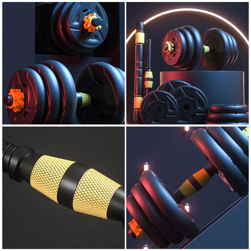 Adjustable Dumbbells Set, 66 lbs Weights Fitness Dumbbells Set with Long Connecting Rod Used As Barbell for Home Gym, Workout, Whole Body Training