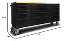 72" Rolling Tool Chest with 15 Drawers, Lockable StoraCabinet, Black Mobile Workbench, Assembled Black LarTool Box with Wheels for GaraWorkshop (1 × HTC7215PC-1)