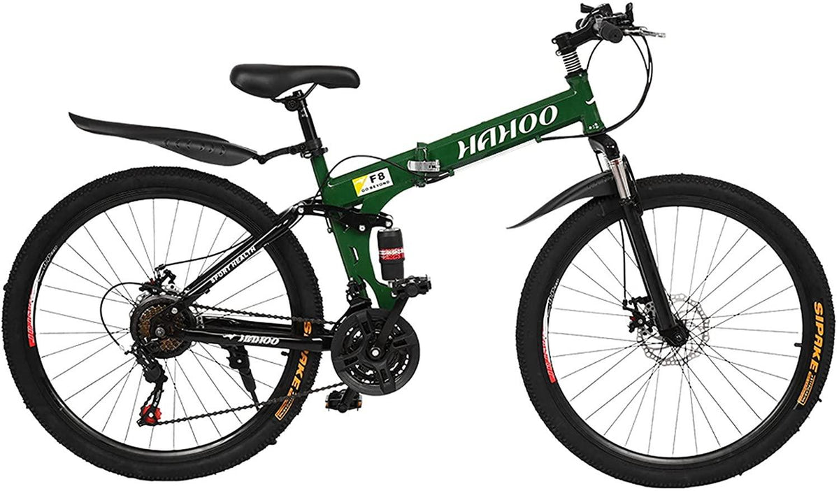 Folding Mountain Bike,Exercise Bike,MTB Bike,26inch Wheel 21Speed Full Shifted Dual Suspension Double Disc Brake Non-Slip,Road Bike,Bicycle for Man Woman,Folding Size (37x34x15in)