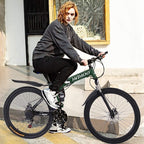 Folding Mountain Bike,Exercise Bike,MTB Bike,26inch Wheel 21Speed Full Shifted Dual Suspension Double Disc Brake Non-Slip,Road Bike,Bicycle for Man Woman,Folding Size (37x34x15in)