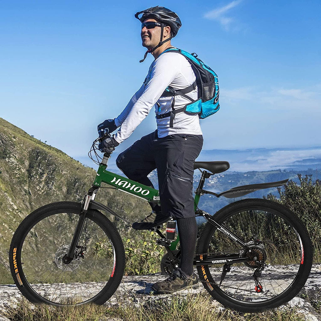 Folding Mountain Bike,Exercise Bike,MTB Bike,26inch Wheel 21Speed Full Shifted Dual Suspension Double Disc Brake Non-Slip,Road Bike,Bicycle for Man Woman,Folding Size (37x34x15in)