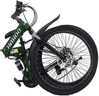 Folding Mountain Bike,Exercise Bike,MTB Bike,26inch Wheel 21Speed Full Shifted Dual Suspension Double Disc Brake Non-Slip,Road Bike,Bicycle for Man Woman,Folding Size (37x34x15in)