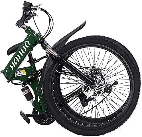Folding Mountain Bike,Exercise Bike,MTB Bike,26inch Wheel 21Speed Full Shifted Dual Suspension Double Disc Brake Non-Slip,Road Bike,Bicycle for Man Woman,Folding Size (37x34x15in)