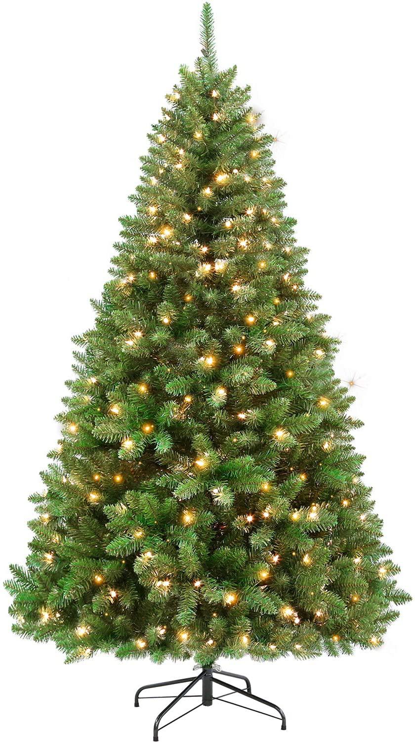 Hykolity 6.5 ft Prelit Christmas Tree, Artificial Christmas Tree with 350 Warm W