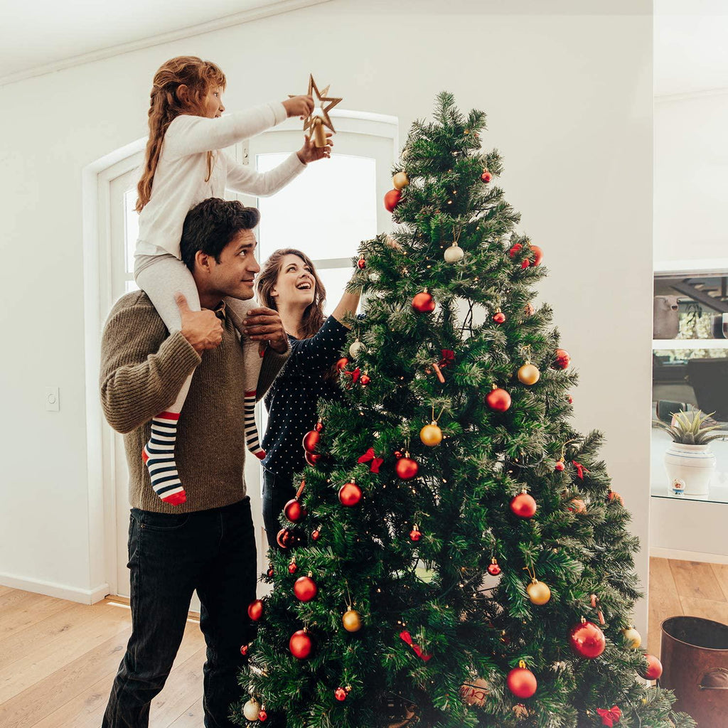 Hykolity 6.5 ft Prelit Christmas Tree, Artificial Christmas Tree with 350 Warm W