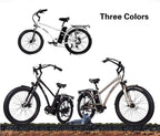 48V500W13Ah 26" Step-Over Beach Cruiser Electric Bicycle City E-Bike Mountain Bike (White)