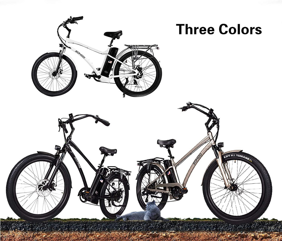48V500W13Ah 26" Step-Over Beach Cruiser Electric Bicycle City E-Bike Mountain Bike (White)