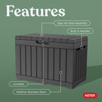Kent50 Gallon Resin Deck Box-Organization and Storafor Patio Cushions, Throw Pillows and Garden Tools, Dark Grey