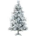 12 ft. Pre-lit LED Flocked Snowy Pine Artificial Christmas Tree with 1400 Clear String Lights
