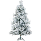 12 ft. Pre-lit LED Flocked Snowy Pine Artificial Christmas Tree with 1400 Clear String Lights