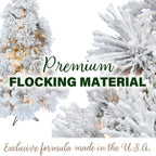 12 ft. Pre-lit LED Flocked Snowy Pine Artificial Christmas Tree with 1400 Clear String Lights