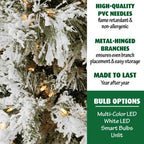 12 ft. Pre-lit LED Flocked Snowy Pine Artificial Christmas Tree with 1400 Clear String Lights