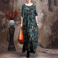Women's Silk Print Irregular Maxi Dress