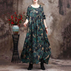 Women's Silk Print Irregular Maxi Dress