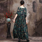 Women's Silk Print Irregular Maxi Dress
