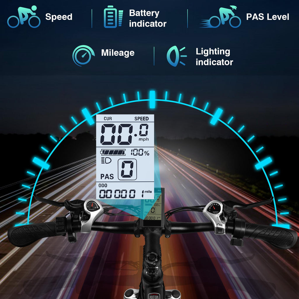 APETHS 26 inch Electric Bike, 21 Speed Electric Mountain Bike, 350W Brushless Motor, 36V or 10.4Ah Removable Lithium-Ion Battery, Aluminum Frame, Center LCD Meter