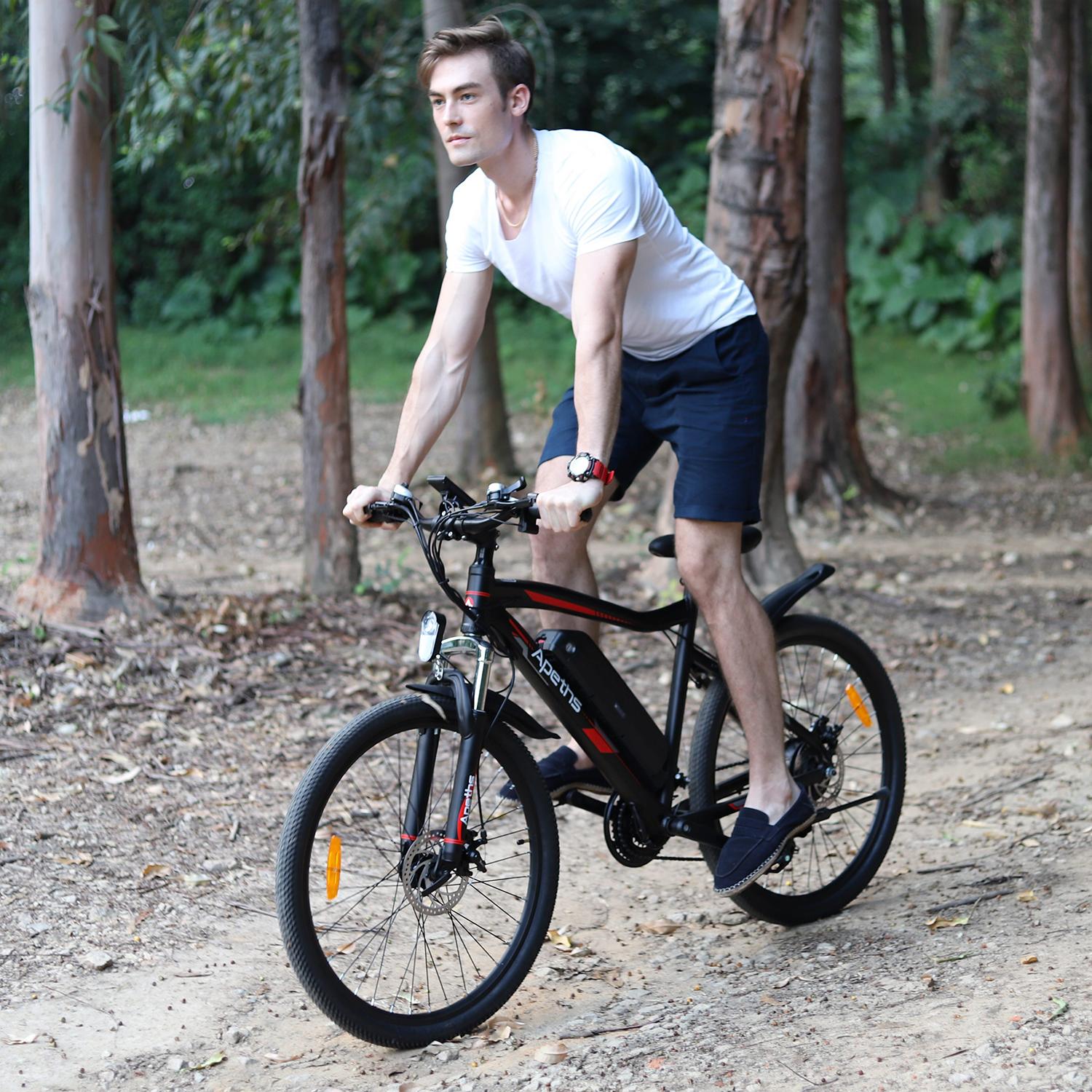 APETHS 26 inch Electric Bike, 21 Speed Electric Mountain Bike, 350W Brushless Motor, 36V or 10.4Ah Removable Lithium-Ion Battery, Aluminum Frame, Center LCD Meter