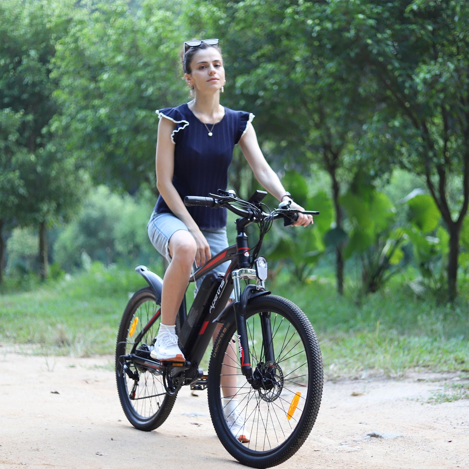 APETHS 26 inch Electric Bike, 21 Speed Electric Mountain Bike, 350W Brushless Motor, 36V or 10.4Ah Removable Lithium-Ion Battery, Aluminum Frame, Center LCD Meter