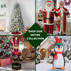 Fraser Hill Farm Let It Snow Series 47-In. Red Santa with Green Umbrella Base, Animated Musical Snow Decoration