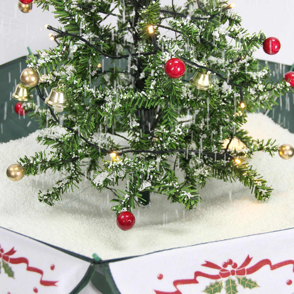 Fraser Hill Farm Let It Snow Series 29-In. Green Tree with Star Topper and Green Umbrella Base, Animated Musical Snow